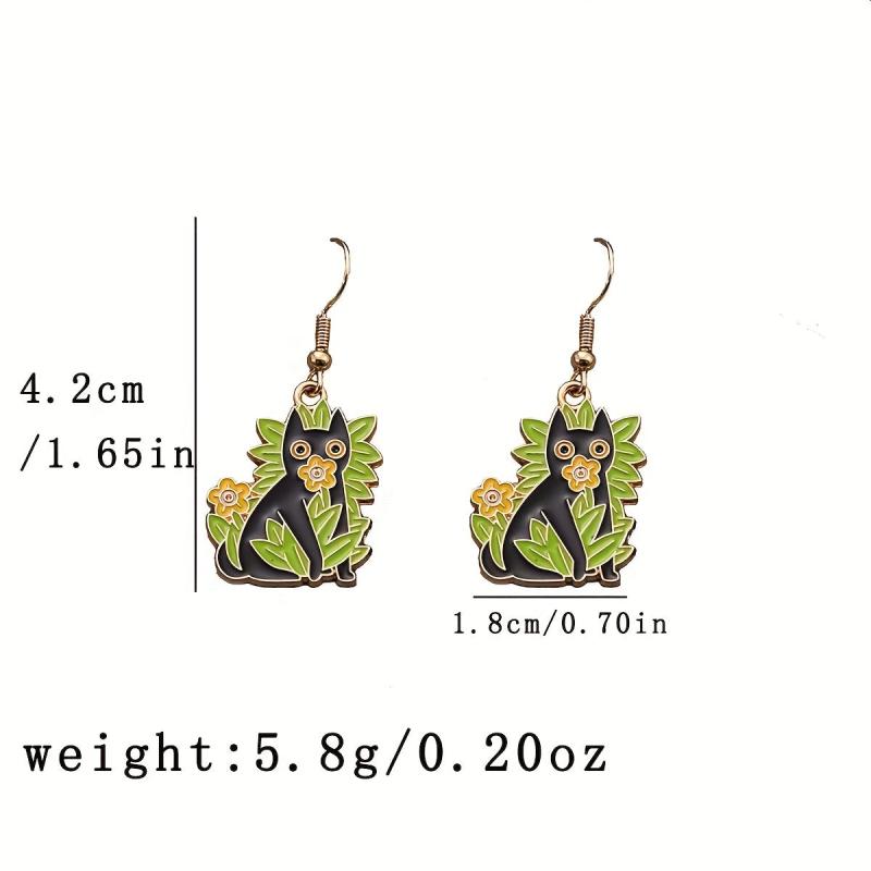 Cartoon Potted Cat Earrings Creative Flower Earrings