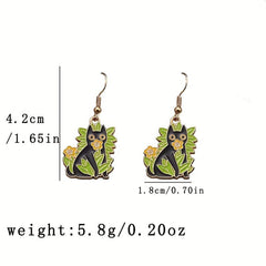 Cartoon Potted Cat Earrings Creative Flower Earrings