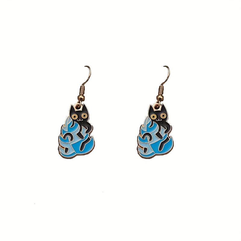 Cartoon Potted Cat Earrings Creative Flower Earrings