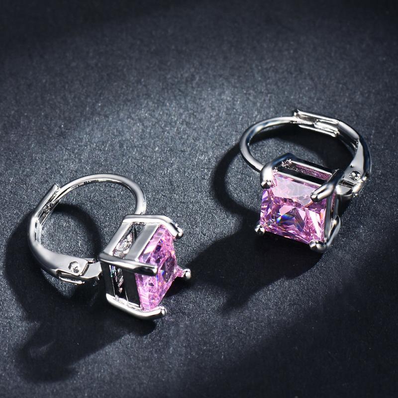 Red Pink Stone Drop Earrings Hoop Earrings Wedding Jewelry