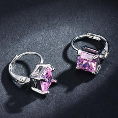 Red Pink Stone Drop Earrings Hoop Earrings Wedding Jewelry