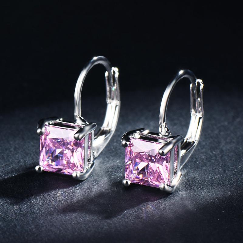 Red Pink Stone Drop Earrings Hoop Earrings Wedding Jewelry