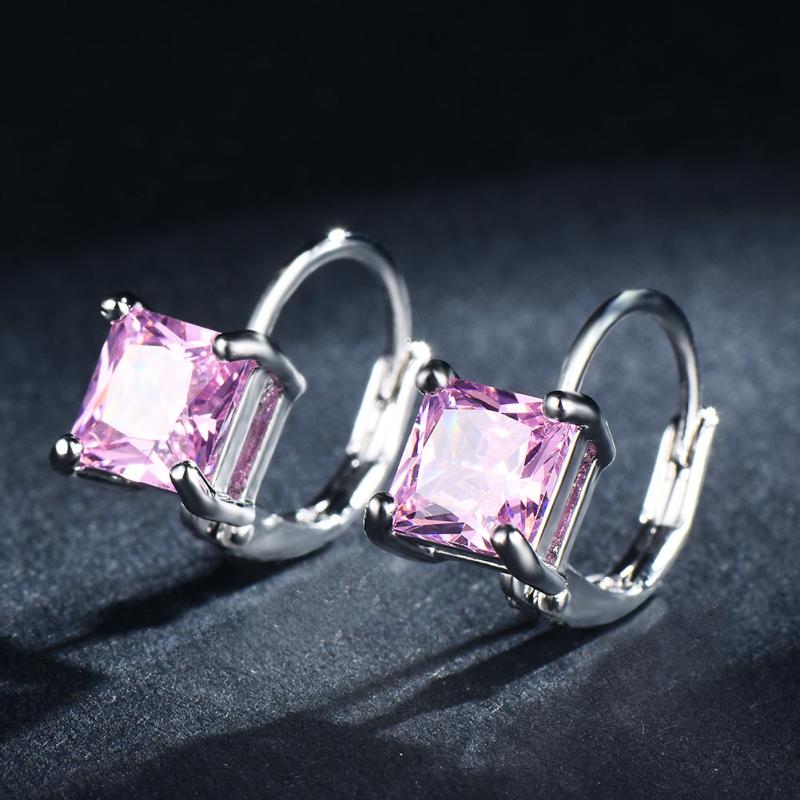 Red Pink Stone Drop Earrings Hoop Earrings Wedding Jewelry