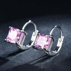 Red Pink Stone Drop Earrings Hoop Earrings Wedding Jewelry