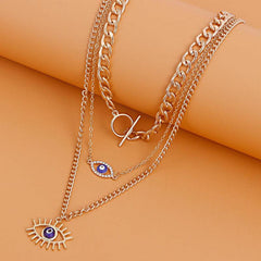 Eye Pendant Plated Alloy Necklace Vintage Style Chains Party Jewelry Gift
