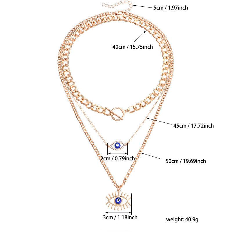 Eye Pendant Plated Alloy Necklace Vintage Style Chains Party Jewelry Gift