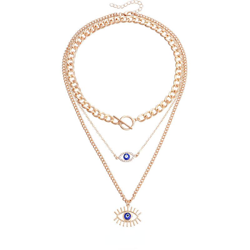 Eye Pendant Plated Alloy Necklace Vintage Style Chains Party Jewelry Gift