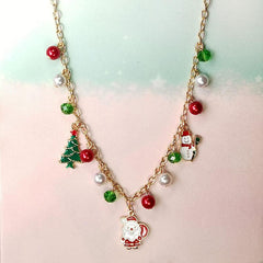 Santa Claus Bell Snow Necklace For Kids