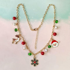 Santa Claus Bell Snow Necklace For Kids