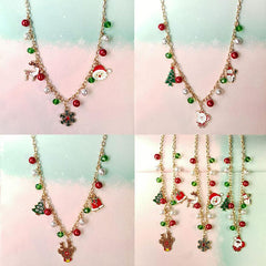 Santa Claus Bell Snow Necklace For Kids