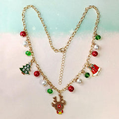 Santa Claus Bell Snow Necklace For Kids