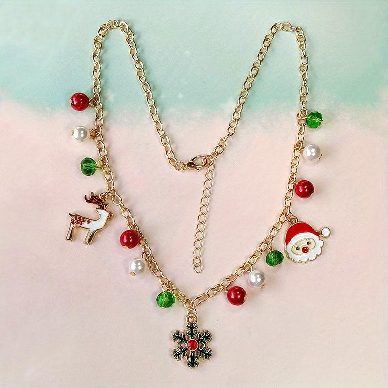 Santa Claus Bell Snow Necklace For Kids