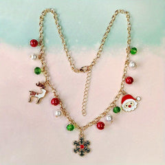 Santa Claus Bell Snow Necklace For Kids