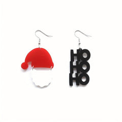 Christmas Asymmetrical Earrings Santa Letters & Snow Glasses Gift