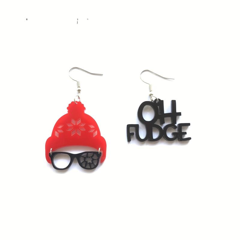 Christmas Asymmetrical Earrings Santa Letters & Snow Glasses Gift