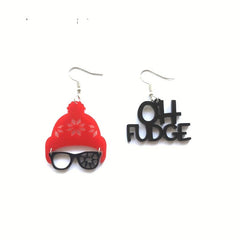 Christmas Asymmetrical Earrings Santa Letters & Snow Glasses Gift