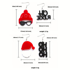 Christmas Asymmetrical Earrings Santa Letters & Snow Glasses Gift