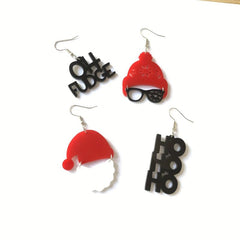 Christmas Asymmetrical Earrings Santa Letters & Snow Glasses Gift