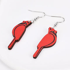 Red Parrot Bird Wooden Earrings Halloween Gift Holiday Gift