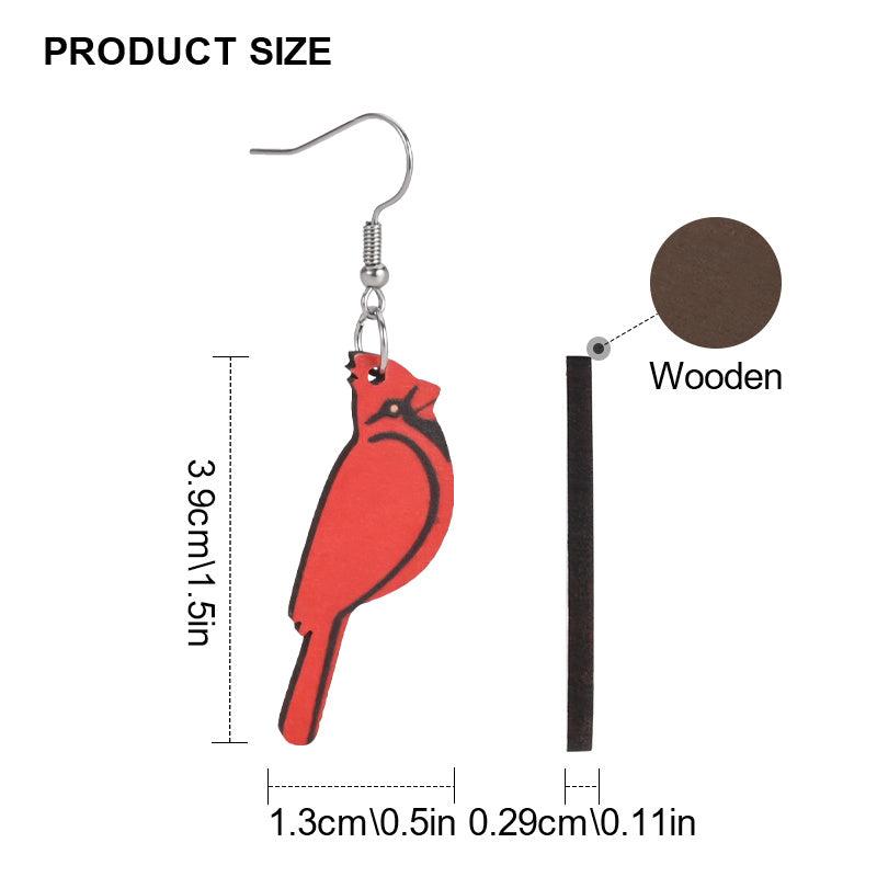 Red Parrot Bird Wooden Earrings Halloween Gift Holiday Gift