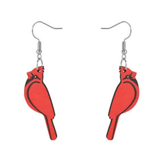Red Parrot Bird Wooden Earrings Halloween Gift Holiday Gift