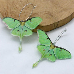 Acrylic Green Butterfly Moth Dangle Earrings Retro Lightweight Creative Gift