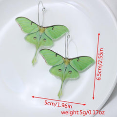 Acrylic Green Butterfly Moth Dangle Earrings Retro Lightweight Creative Gift