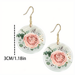 Rose Acrylic Pendant Earrings Retro Party Jewelry Halloween Gift