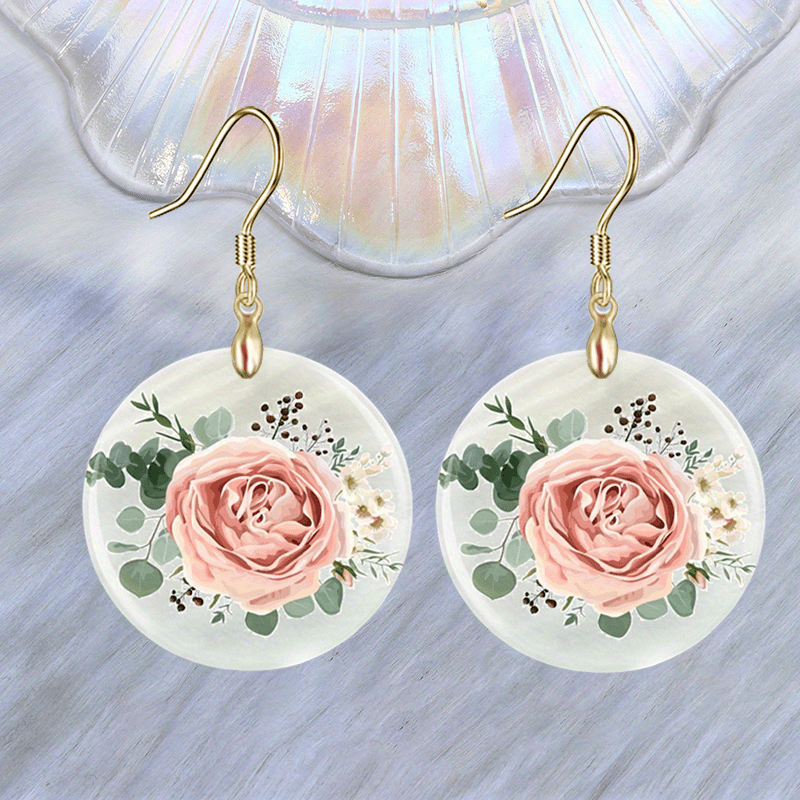 Rose Acrylic Pendant Earrings Retro Party Jewelry Halloween Gift