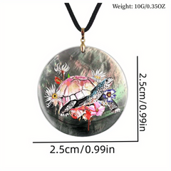 Sea Turtle And Flowers Pendant Necklace Chain Necklace Gift Jewelry