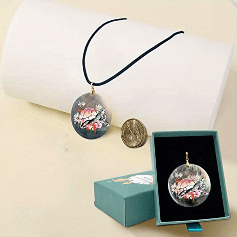 Sea Turtle And Flowers Pendant Necklace Chain Necklace Gift Jewelry