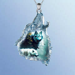 Gothic Wolf Head Crystal Pendant Necklace Hip Hop Style