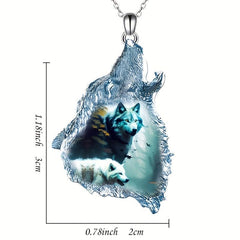 Gothic Wolf Head Crystal Pendant Necklace Hip Hop Style
