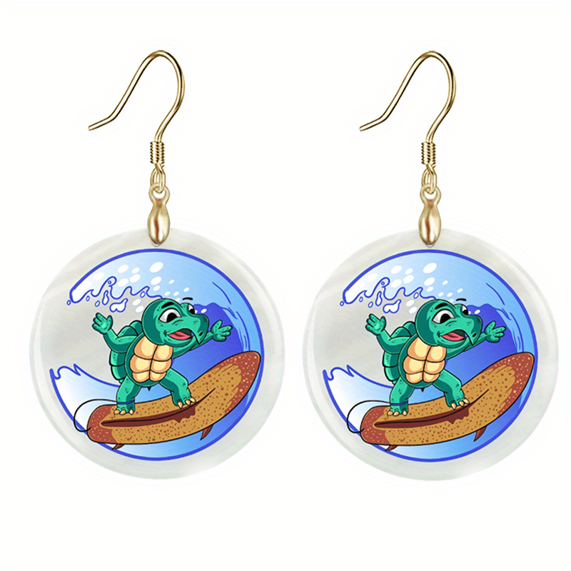 Cartoon Turtle Acrylic Earrings Party Jewelry Gift