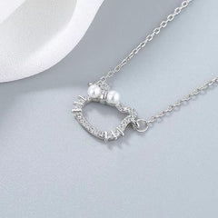 Cat Pendant Necklace Adorable Kitten Neck Accessories Ladies Jewelry