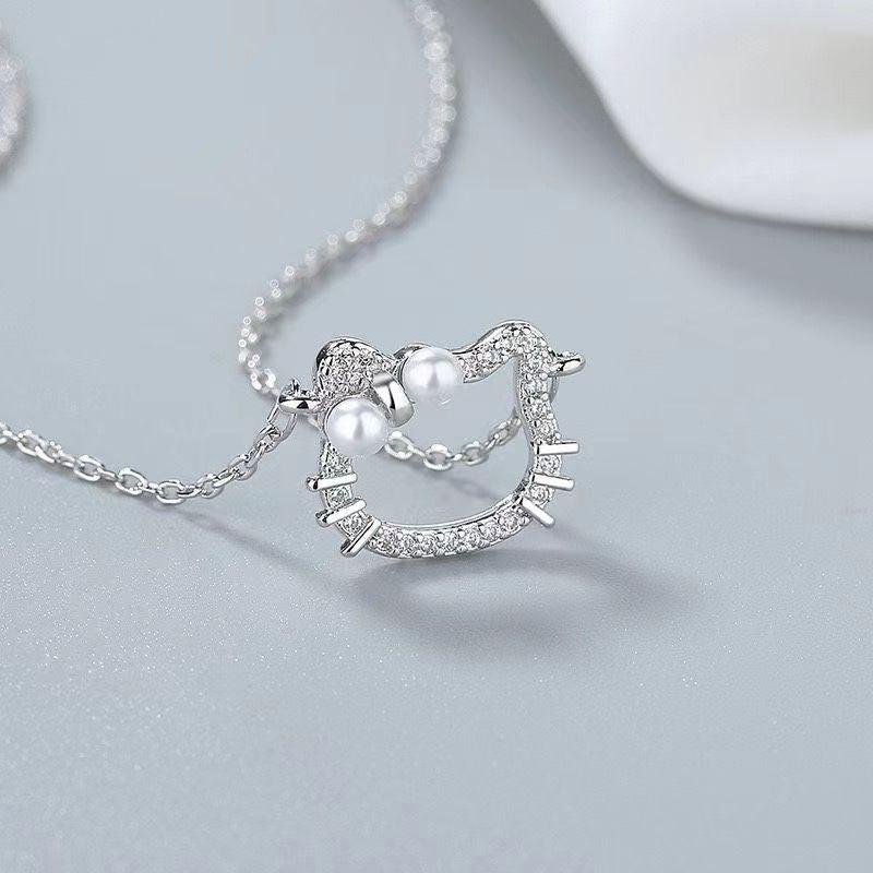 Cat Pendant Necklace Adorable Kitten Neck Accessories Ladies Jewelry