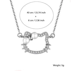 Cat Pendant Necklace Adorable Kitten Neck Accessories Ladies Jewelry