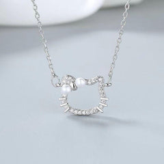 Cat Pendant Necklace Adorable Kitten Neck Accessories Ladies Jewelry