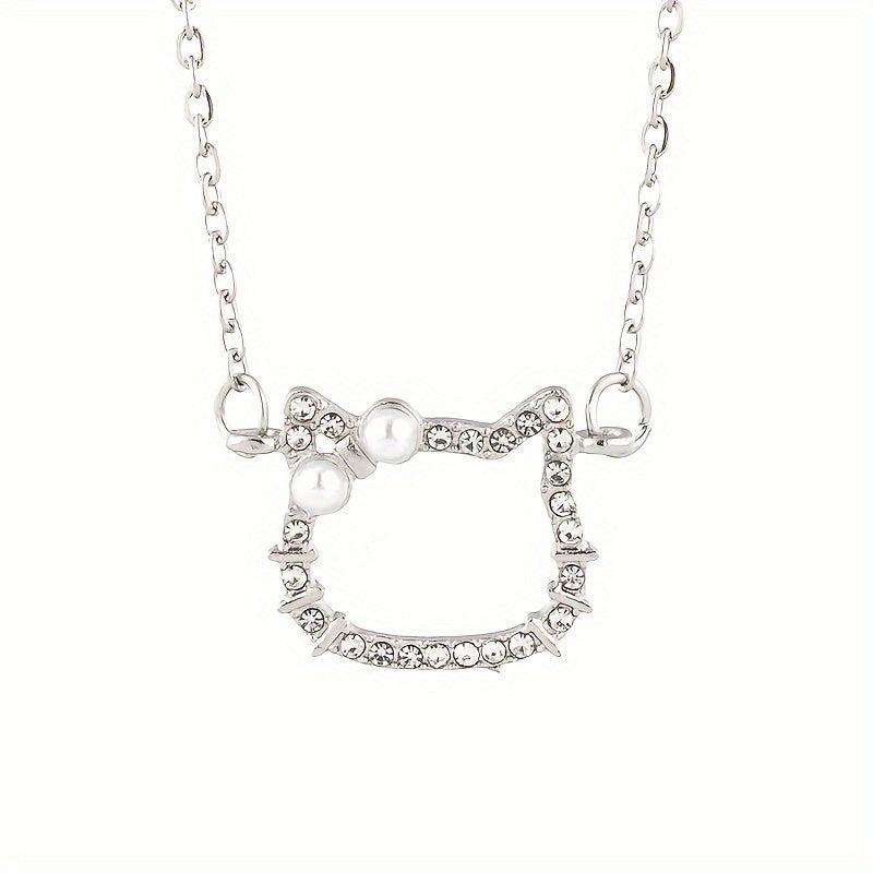 Cat Pendant Necklace Adorable Kitten Neck Accessories Ladies Jewelry