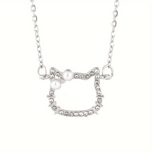 Cat Pendant Necklace Adorable Kitten Neck Accessories Ladies Jewelry