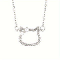 Cat Pendant Necklace Adorable Kitten Neck Accessories Ladies Jewelry