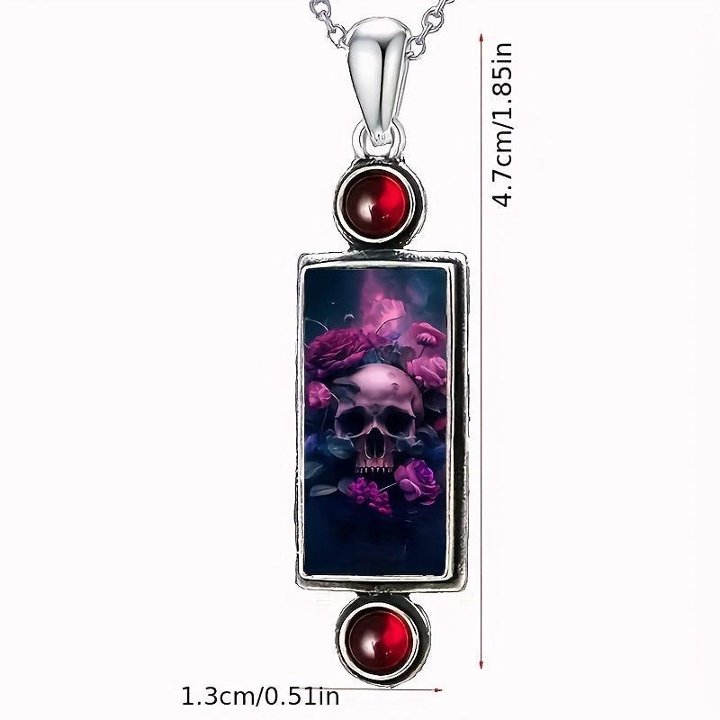 Skull Rose Pendant Necklace Gothic Jewelry Women Holiday Gift