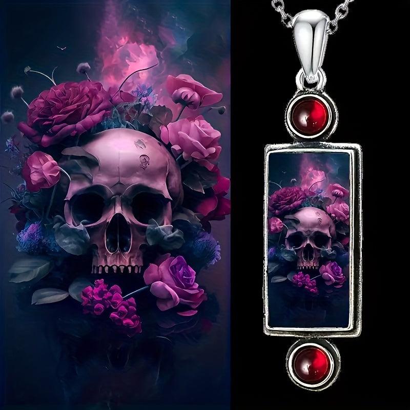 Skull Rose Pendant Necklace Gothic Jewelry Women Holiday Gift