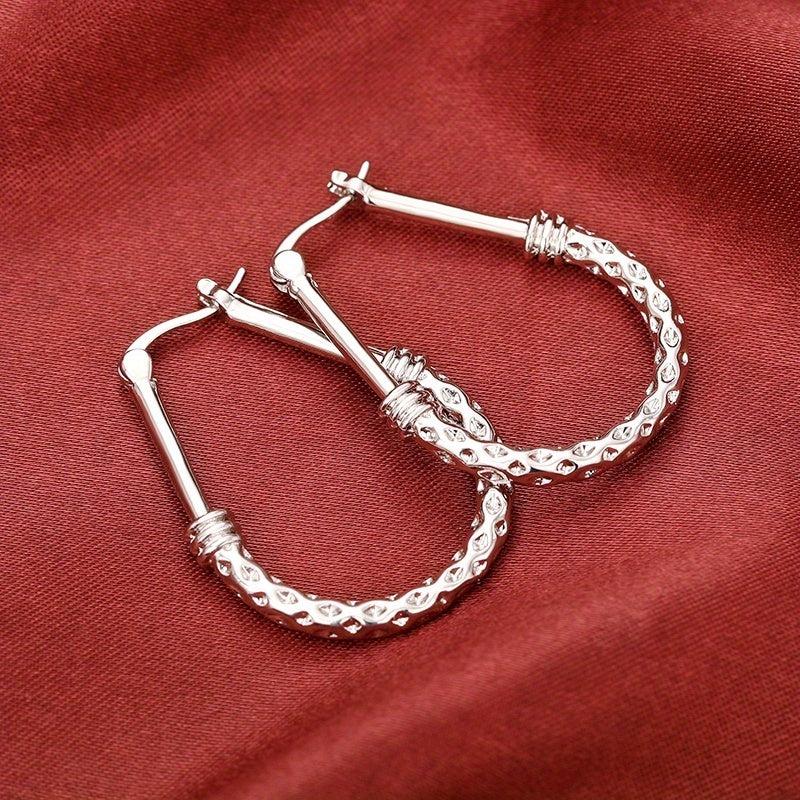 Silvery Plated Piercing Hoop Earrings Ear Jewelry For Women