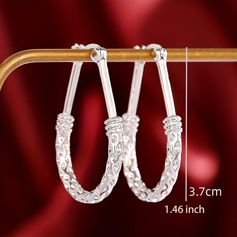 Silvery Plated Piercing Hoop Earrings Ear Jewelry For Women