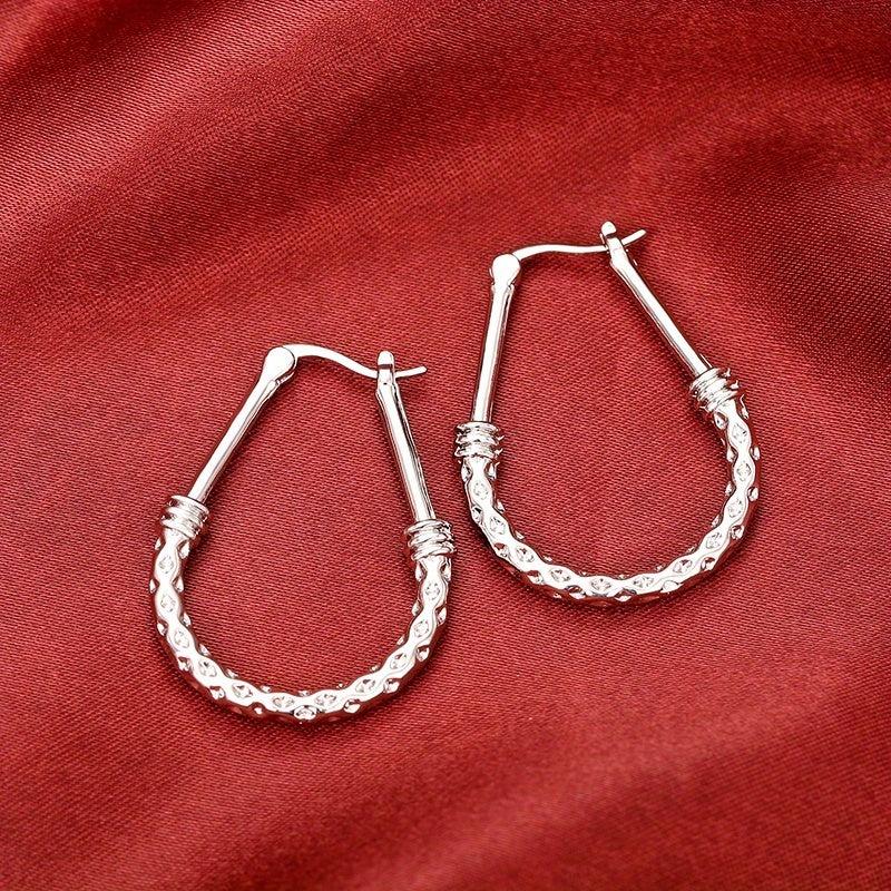 Silvery Plated Piercing Hoop Earrings Ear Jewelry For Women