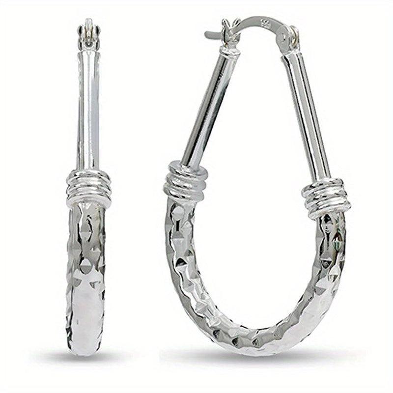 Silvery Plated Piercing Hoop Earrings Ear Jewelry For Women