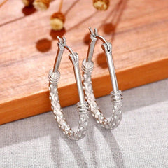 Silvery Plated Piercing Hoop Earrings Ear Jewelry For Women