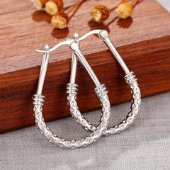 Silvery Plated Piercing Hoop Earrings Ear Jewelry For Women