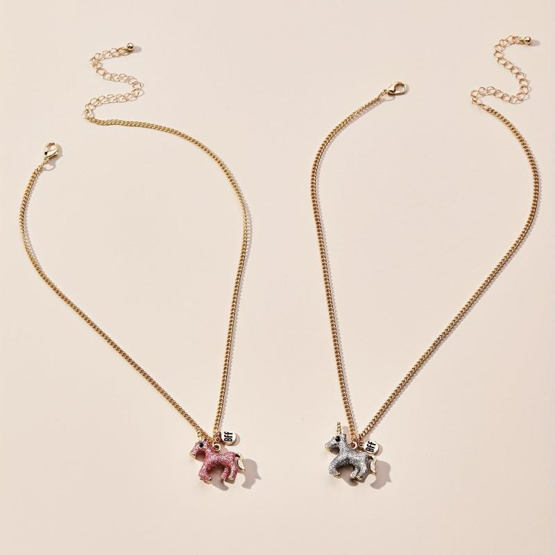 Cartoon Unicorn Necklace Small Alloy Drop Pendant Chain Necklace